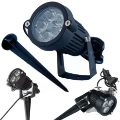 FARETTO FARO LED DA GIARDINO 3 4 5 W WATT SUPPORTO PICCHETTO LUCE FREDDA IP 65