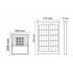 FARETTO FARO LED SOLARE 50 W TELECOMANDO IP65 LUCE BIANCA FREDDA 6500K S01F-50W