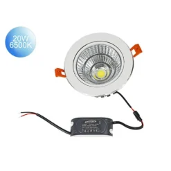 FARETTO INCASSO LED COB 20 W LUCE FREDDA 6500K CALDA 3000K NATURALE 4000K P-120