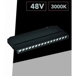 FARETTO LED 24 W MAGNETICO RETTANGOLARE PER BINARIO 48V LUCE 3000K 4000K FR-R300