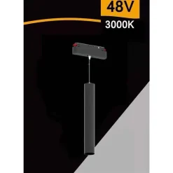 FARETTO LED A CILINDRO 8W NERO PER BINARIO MAGNETICO 48V LUCE 3000K 4000K COB-40