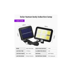 FARETTO LED DA ESTERNO CON PANNELLO SOLARE CON SENSORE DI MOVIMENTO TELECOMANDO