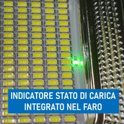 FARETTO LED ESTERNO CON PANNELLO ENERGIA SOLARE 800 W BATTERIA 12 ORE FARO IP67