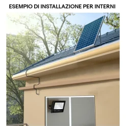 FARETTO LED ESTERNO CON PANNELLO ENERGIA SOLARE 800 W BATTERIA 12 ORE FARO IP67