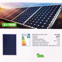 FARETTO LED ESTERNO CON PANNELLO ENERGIA SOLARE 800 W BATTERIA 12 ORE FARO IP67