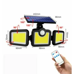 FARETTO LED ESTERNO CON PANNELLO SOLARE E SENSORE DI MOVIMENTO CREPUSCOLARE IP65