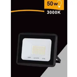 FARETTO LED FARO 50 WATT 4500 LM IP65 NERO LUCE CALDA FREDDA NATURALE EK02-50W-N