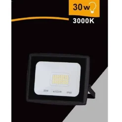 FARETTO LED FARO 30 WATT 2700LM IP65 NERO LUCE CALDA FREDDA NATURALE EK02-30W-N