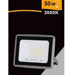 FARETTO LED FARO 50WATT 4500LM IP65 GRIGIO LUCE CALDA NATURALE FREDDA EK02-50W-G