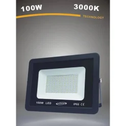 FARETTO LED PROIETTORE DA ESTERNO 100W NERO IP65 LUCE 6500K 4000K 3000K