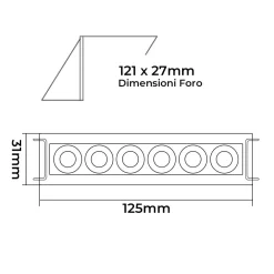 FARETTO LED RETTANGOLARE DA INCASSO BIANCO 11W LUCE CALDA NATURALE FREDDA XTD-6-B