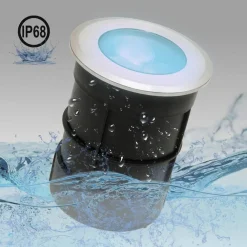 FARETTO LED 24V RGBW CALPESTABILE INCASSO 65MM IP68 SEGNAPASSI 9 W RGB 4000K DMX