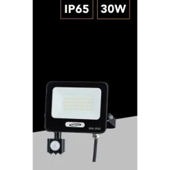 FARETTO LED 30W CON SENSORE MOVIMENTO PROIETTORE DA ESTERNO LUCE 6500K IP65 EK05-SEN-30