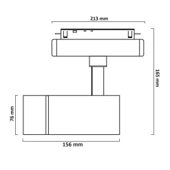 FARETTO LED 24W NERO MAGNETICO PER BINARIO MONOFASE 48V LUCE 4000K 3000K COB-24W