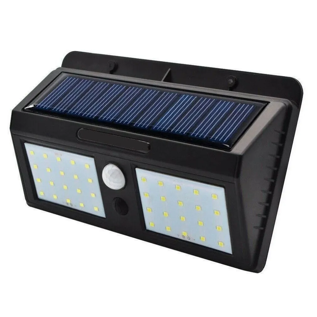 FARETTO LUCE 40 LED PANNELLO SOLARE RICARICABILE SENSORE DI MOVIMENTO