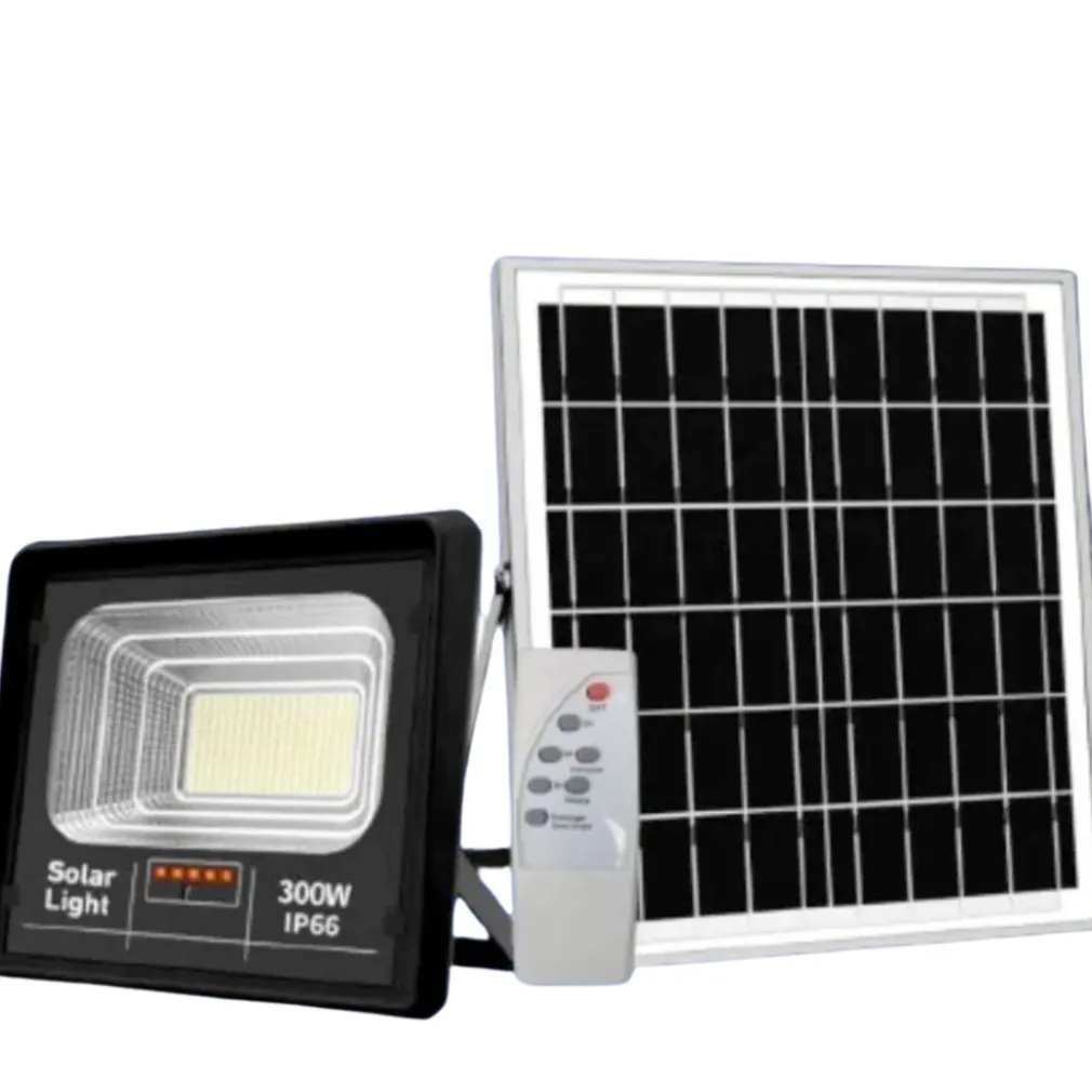 FARETTO LUCE SOLARE CON PANNELLO FOTOVOLTAICO 300 W IP65 IMPERMEABILE TELECOMANDO