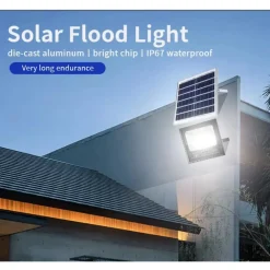 FARETTO LUCE SOLARE CON PANNELLO FOTOVOLTAICO 300 W IP65 IMPERMEABILE TELECOMANDO