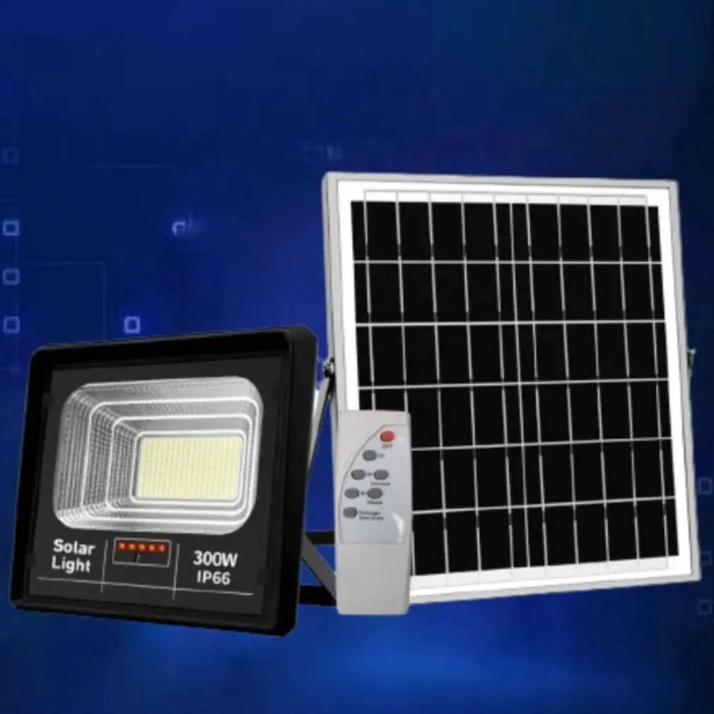 FARETTO LUCE SOLARE CON PANNELLO FOTOVOLTAICO 300 W IP65 IMPERMEABILE TELECOMANDO