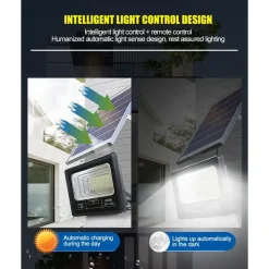 FARETTO LUCE SOLARE CON PANNELLO FOTOVOLTAICO 300 W IP65 IMPERMEABILE TELECOMANDO