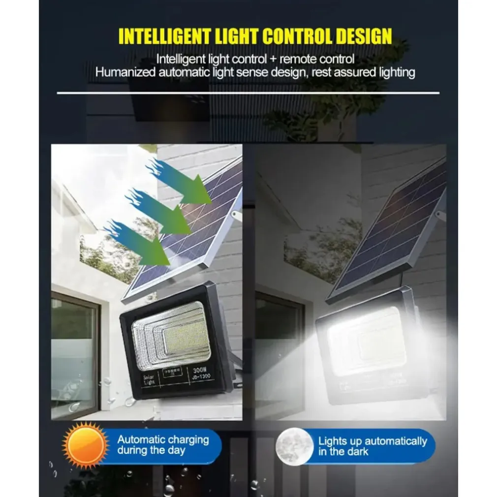 FARETTO LUCE SOLARE CON PANNELLO FOTOVOLTAICO 300 W IP65 IMPERMEABILE TELECOMANDO
