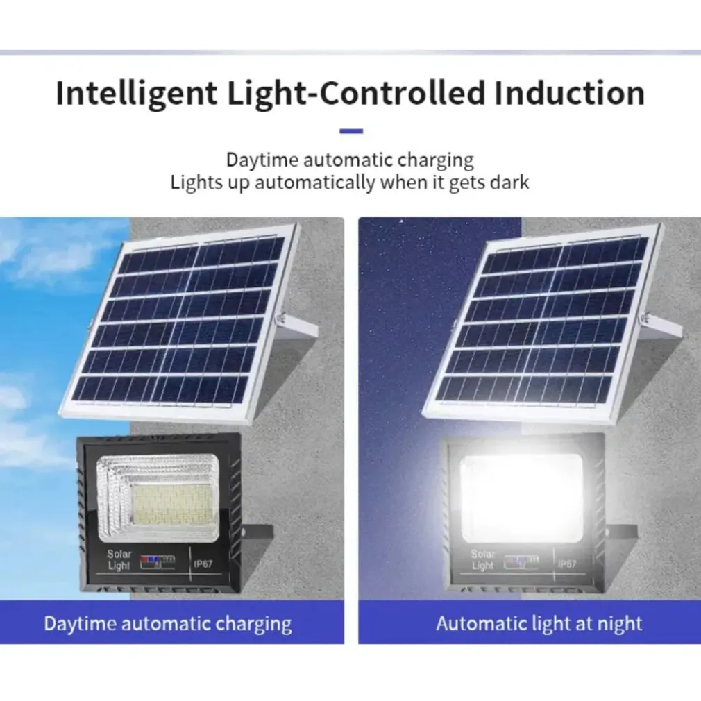 FARETTO LUCE SOLARE CON PANNELLO FOTOVOLTAICO 300 W IP65 IMPERMEABILE TELECOMANDO