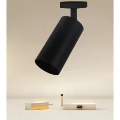 FARETTO NERO ATTACCO GU10 APPLIQUE A CILINDRO SOFFITTO PARETE PER INTERNI IP20 00700