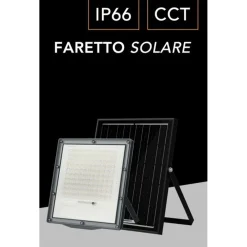 FARETTO PROIETTORE CON PANNELLO SOLARE LED IP66 100W LUCE SELEZIONABILE CCT SFL516-100W-3C