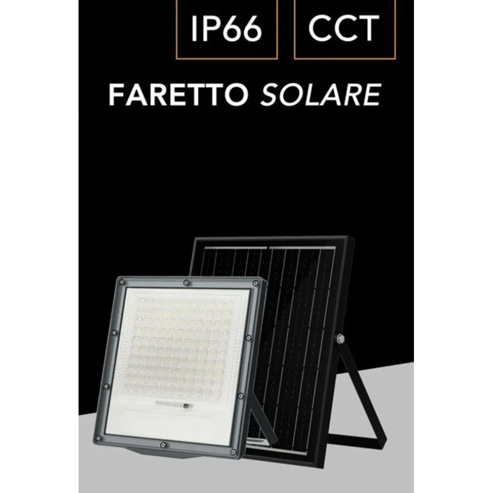 FARETTO PROIETTORE CON PANNELLO SOLARE LED IP66 100W LUCE SELEZIONABILE CCT SFL516-100W-3C