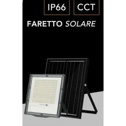 FARETTO PROIETTORE CON PANNELLO SOLARE LED IP66 200W LUCE SELEZIONABILE CCT SFL516-200W-3C