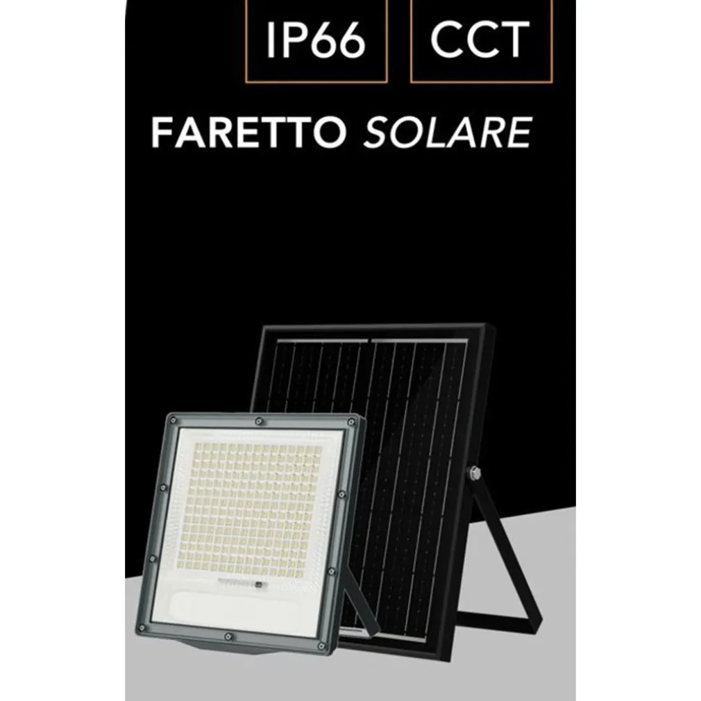 FARETTO PROIETTORE CON PANNELLO SOLARE LED IP66 200W LUCE SELEZIONABILE CCT SFL516-200W-3C