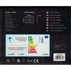 FARETTO PROIETTORE DA ESTERNO 20W BIANCO IP65 LUCE CALDA FREDDA NATURALE F20W-B1