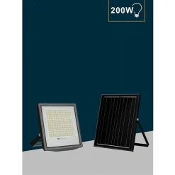 FARETTO PROIETTORE PANNELLO SOLARE LED IP66 200 W LUCE 6500K 4000K SFL516-200W-G