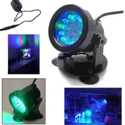 FARETTO REGOLABILE 18 LED SOMMERGIBILE MULTICOLOR ACQUARI LAGHETTO VENTOSE 2WATT