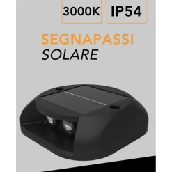 FARETTO SEGNAPASSO CON PANNELLO SOLARE 0.4W LUCE LED CALDA 3000K IP54 NERO ZQ-LJD-001
