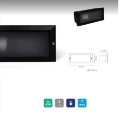 FARETTO SEGNAPASSO DA INCASSO PER ESTERNO IP65 CON ATTACCO E27 LED RETTANGOLARE