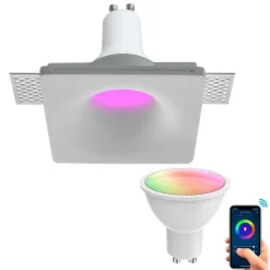 FARETTO SMART GESSO LED GU10 WIFI INCASSO QUADRATO SCOMPARSA RGB CCT ALEXA GOOGLE