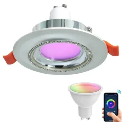 FARETTO SMART INCASSO TONDO BRILLANTINI LED 5 W GU10 RGB WIFI ALEXA GOOGLE HOME