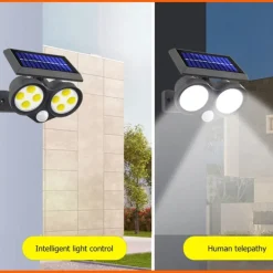 FARETTO SOLARE DA ESTERNO A LED COB LAMPADA DA PARETE APPLIQUE IMPERMEABILE IP65