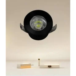 FARETTO 1W LED INCASSO A SOFFITTO IP20 NERO MINI SPOT SEGNAPASSI LUCE FREDDA 00281