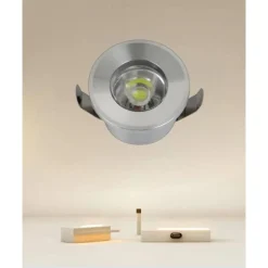 FARETTO 1W LED INCASSO A SOFFITTO IP20 ARGENTO MINI SPOT SEGNAPASSI LUCE NATURALE 00250