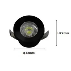 FARETTO 1W LED INCASSO A SOFFITTO IP20 NERO MINI SPOT SEGNAPASSI LUCE CALDA 00304