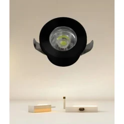 FARETTO 1W LED INCASSO A SOFFITTO IP20 NERO MINI SPOT SEGNAPASSI LUCE CALDA 00304