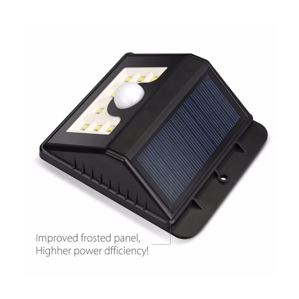 FARO 8 LED CON PANNELLO SOLARE RICARICABILE E SENSORE DI MOVIMENTO PER ESTERNO