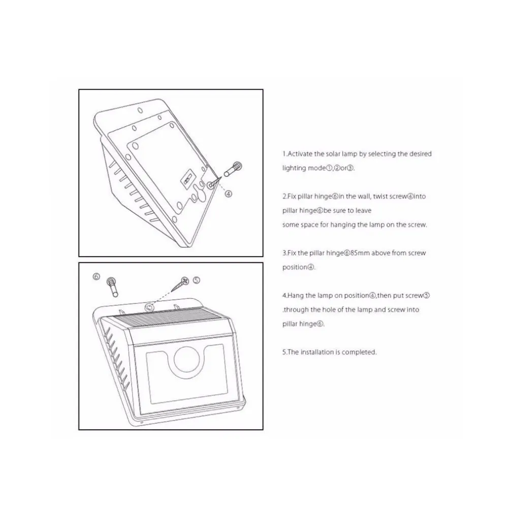 FARO 8 LED CON PANNELLO SOLARE RICARICABILE E SENSORE DI MOVIMENTO PER ESTERNO
