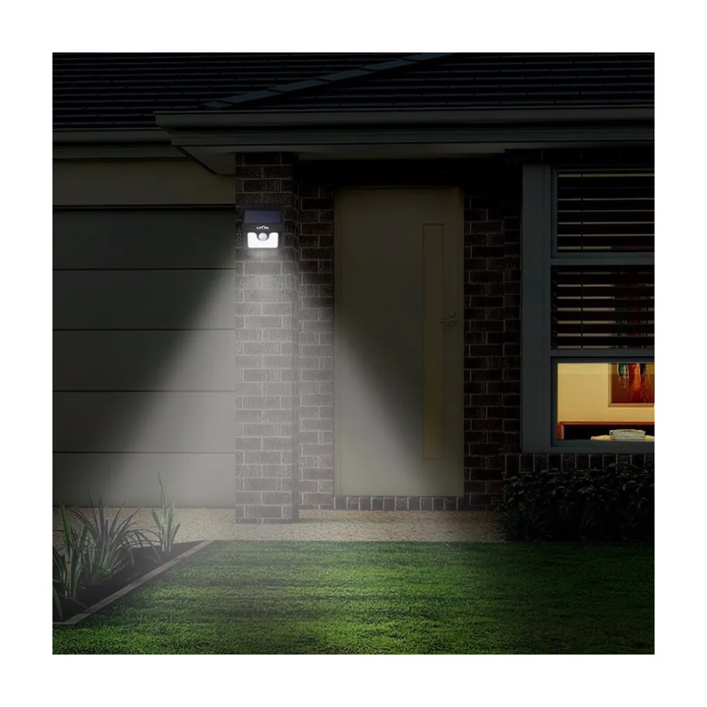 FARO 8 LED CON PANNELLO SOLARE RICARICABILE E SENSORE DI MOVIMENTO PER ESTERNO