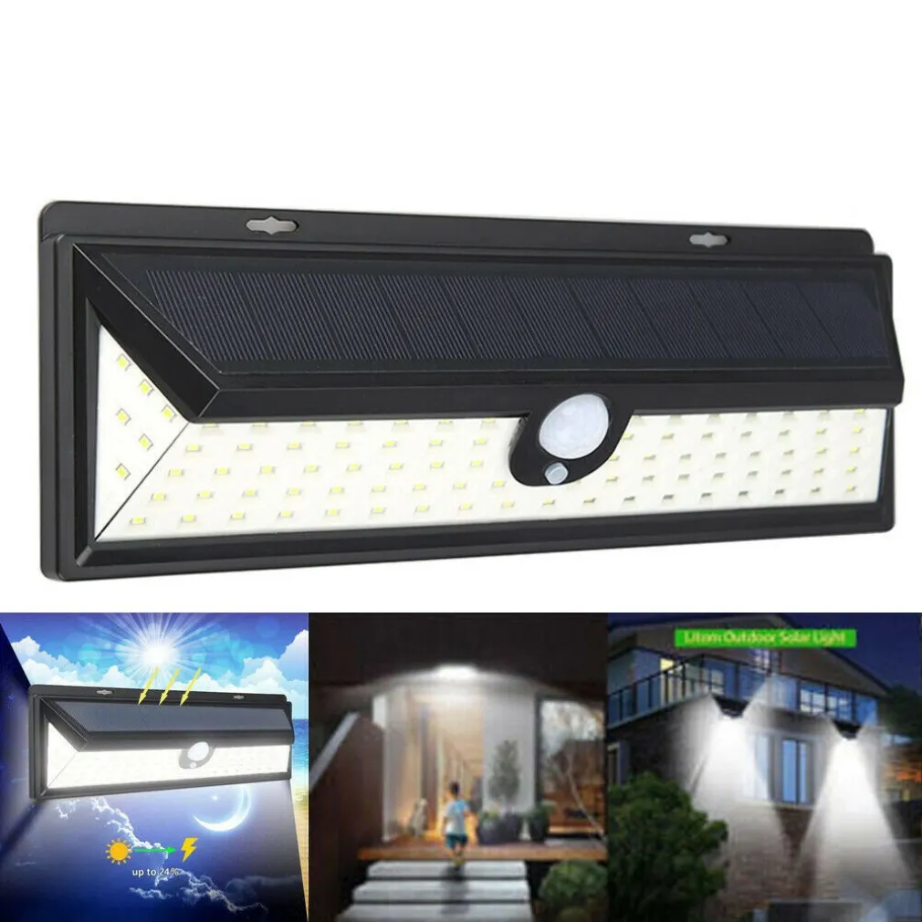 FARO 92 LED CON PANNELLO SOLARE E SENSORE DI MOVIMENTO FARETTO CREPUSCOLARE 30W