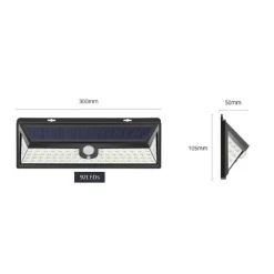 FARO 92 LED CON PANNELLO SOLARE E SENSORE DI MOVIMENTO FARETTO CREPUSCOLARE 30W