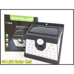 FARO 40 LED CON PANNELLO SOLARE E SENSORE DI MOVIMENTO FARETTO CREPUSCOLARE