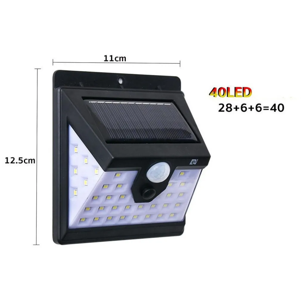 FARO 40 LED CON PANNELLO SOLARE E SENSORE DI MOVIMENTO FARETTO CREPUSCOLARE