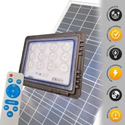 FARO 400 WATT CON PANNELLO SOLARE LUCE FORTE TELECOMANDO BATTERIA LUNGA DURATA